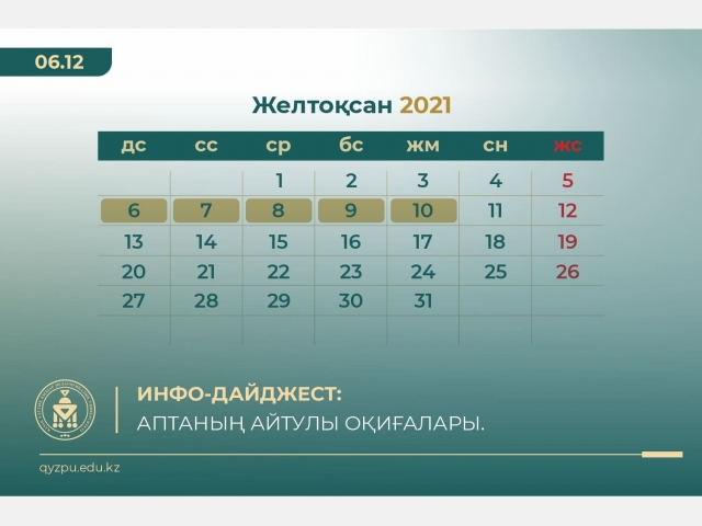 Инфо-дайджест: Аптаның айтулы оқиғалары. №33