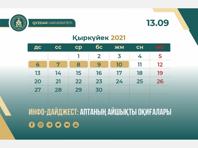 Инфо-дайджест: Аптаның айшықты оқиғалары. №22