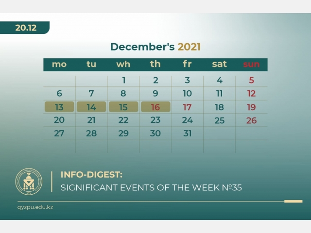 Info-Digest: Significant events of the week. №35