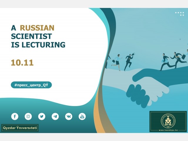 A russian scientist is lecturing