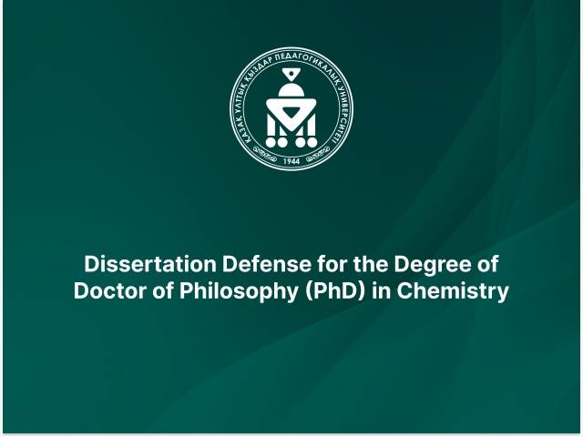 Dissertation Defense for the Degree of Doctor of Philosophy (PhD) in Chemistry