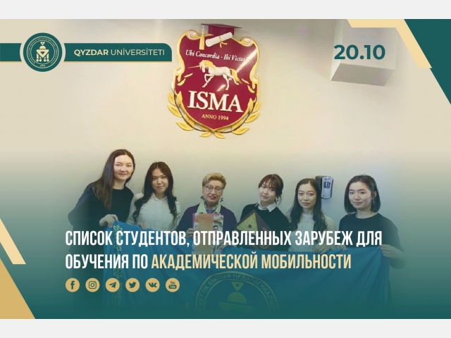 Список студентов, отправленных за рубеж для обучения по академической мобильности
