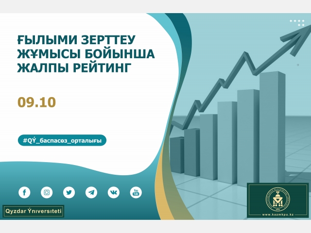 Ғылыми зерттеу жұмысы бойынша жалпы рейтинг жарияланды
