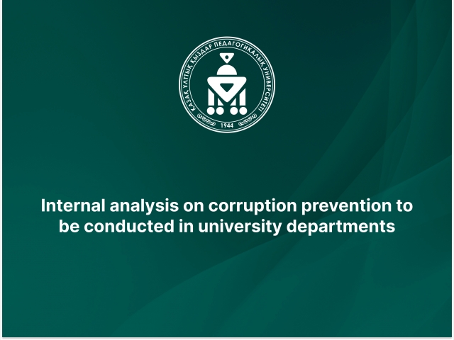 Internal analysis on corruption prevention to be conducted in university departments