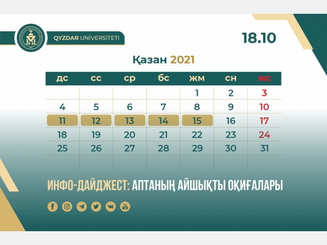 Инфо-дайджест: Аптаның айшықты оқиғалары. №26