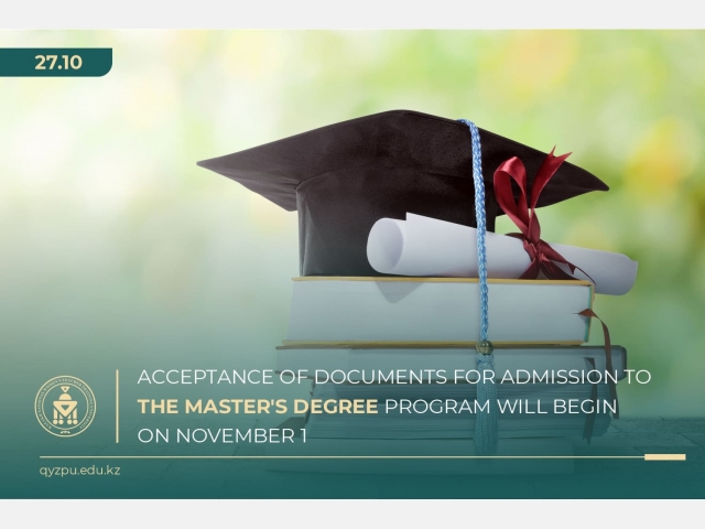 Acceptance of documents for admission to the master's program will begin on November 1
