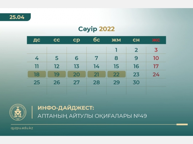 Инфо-дайджест: Аптаның айтулы оқиғалары. № 49