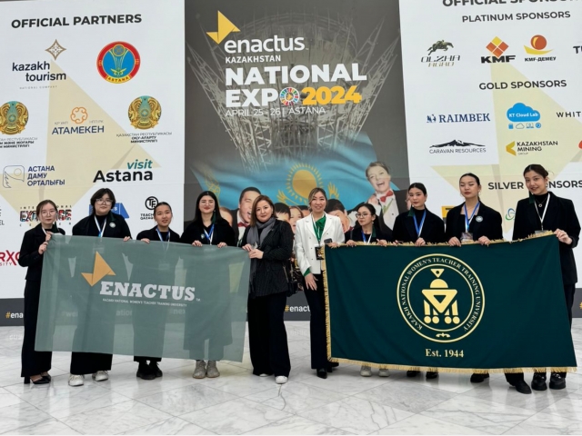 EnactusQyzPU студенттік ұйымы «Enactus Kazakhstan National Expo 2024» жәрмеңкесінде «Birge recycle», «Nautilus», «Sunflower» жобаларын ұсынды