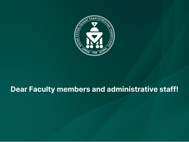 Dear Faculty members and administrative staff!